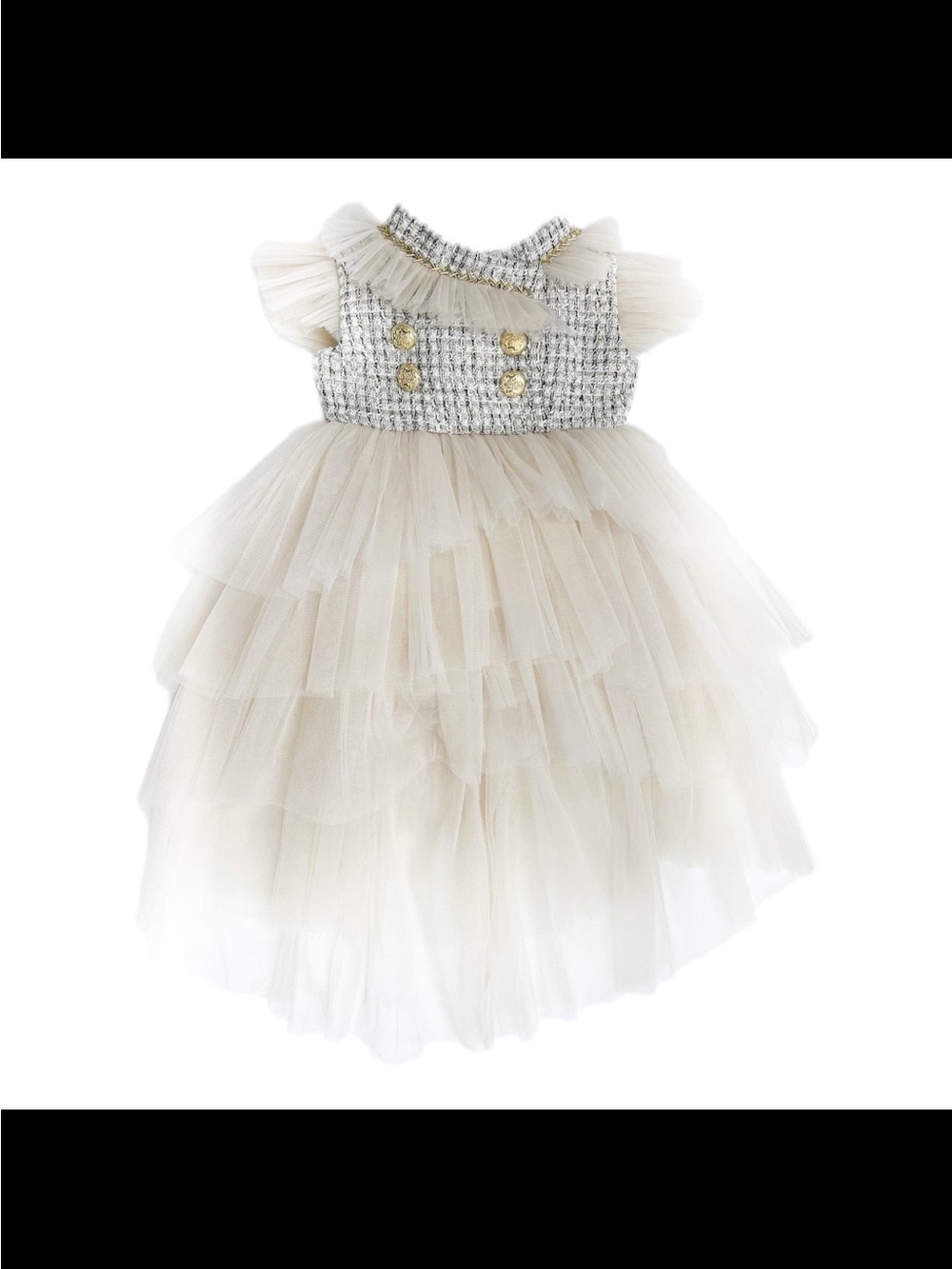 Ivory Tulle Tiered Formal Dress for Girls